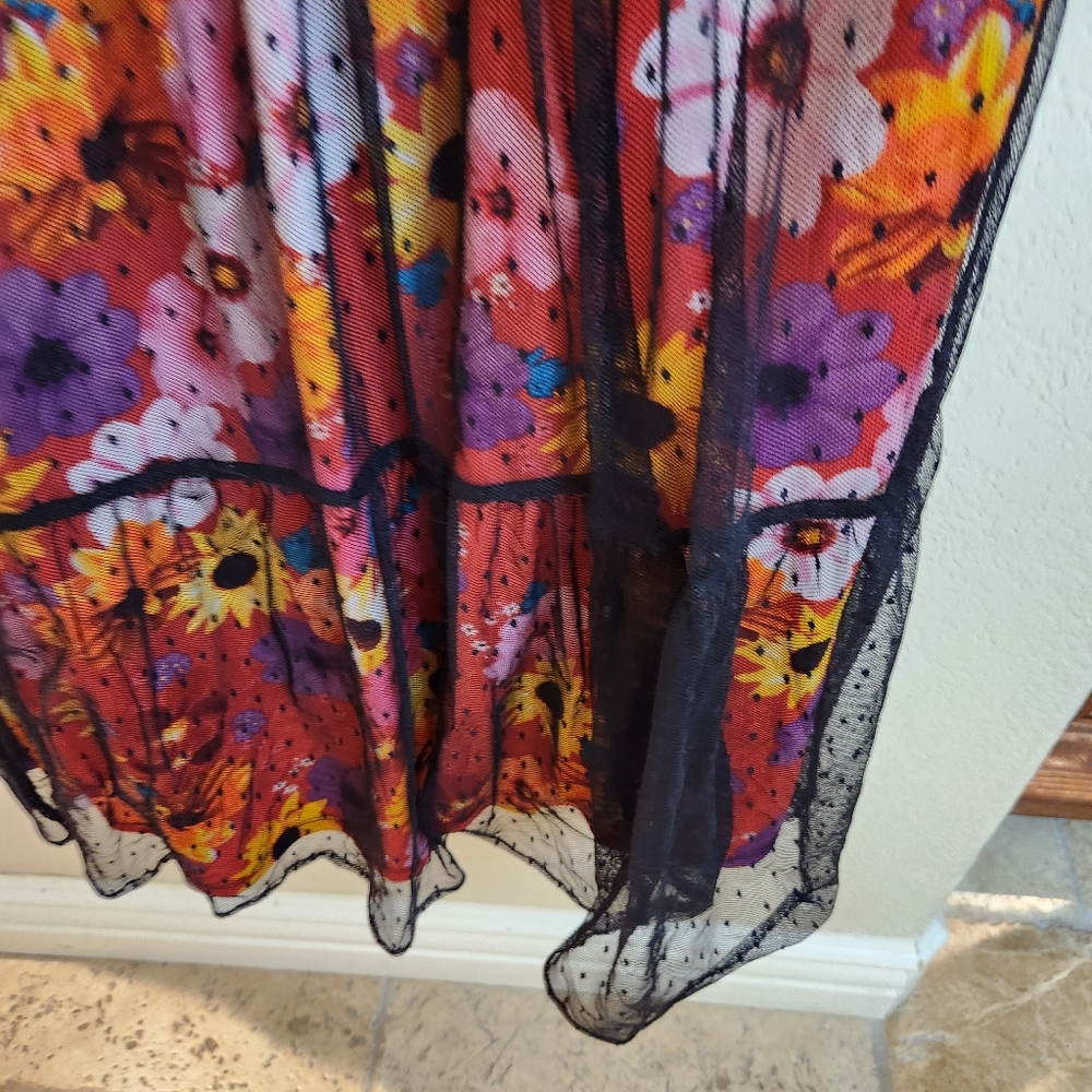 Torrid 4X Sleeveless Tiered Floral Smocked Dress Boho Tropical Dress - Picture 12 of 14
